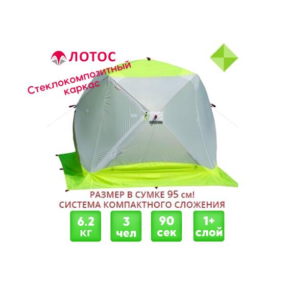 Зимняя палатка Лотос Куб 3 Компакт ЭКО (Салатовый), фото 