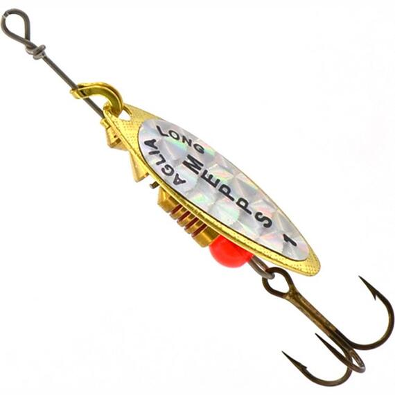 Блесна Mepps Aglia Long Rainbow 1 OR золото/бел.наклейка 4,5g (C63), Цвет: Gold, Вес блесны (г): 4,5, фото 