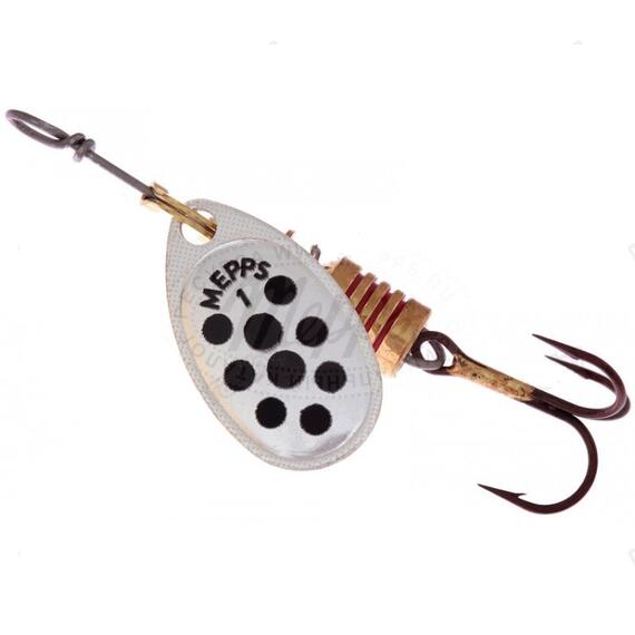 Блесна Mepps Aglia PTS 1 Noirs AG серебро/черн.точ 3,5g (C05), Цвет: Серебро/Черная, Вес блесны (г): 3,5, фото 