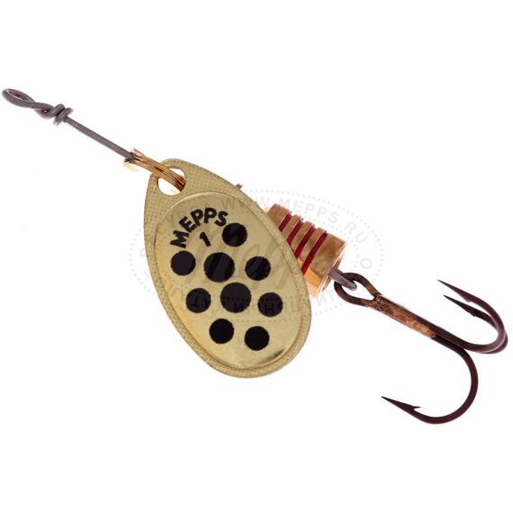 Блесна Mepps Aglia PTS 1 Noirs OR золото/черн.точ 3,5g (C07), Цвет: Золото/Черная, Вес блесны (г): 3,5, фото 