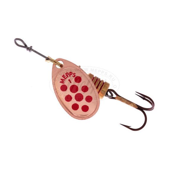 Блесна Mepps Aglia PTS 1 Rouges CU медь/красн.точ 3,5g (C09), Цвет: Медь/Красная, Вес блесны (г): 3,5, фото 