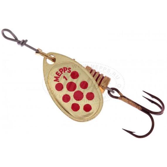 Блесна Mepps Aglia PTS 1 Rouges OR золото/красн.точ 3,5g (C10), Цвет: Золото/Красная, Вес блесны (г): 3,5, фото 