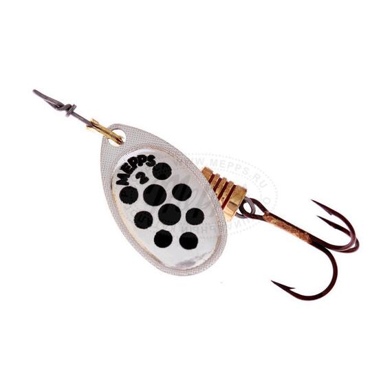 Блесна Mepps Aglia PTS 2 Noirs AG серебро/черн.точ 4,5g (D05), Цвет: Серебро/Черная, Вес блесны (г): 4,5, фото 