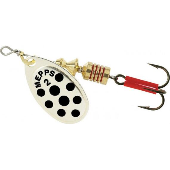 Блесна Mepps Aglia PTS 2 Noirs AG серебро/черн.точ 4,5g (D05), Цвет: Серебро/Черная, Вес блесны (г): 4,5, фото , изображение 2