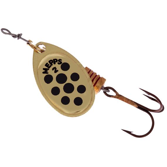 Блесна Mepps Aglia PTS 2 Noirs OR золото/черн.точ 4,5g (D07), Цвет: Золото/Черная, Вес блесны (г): 4,5, фото 
