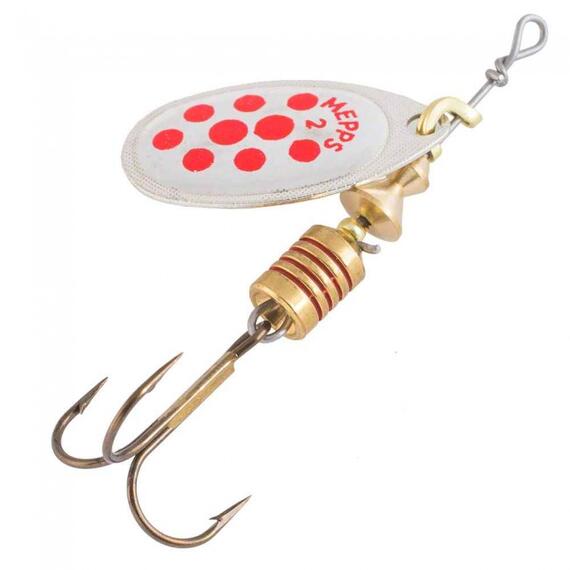 Блесна Mepps Aglia PTS 2 Rouges AG серебро/красн.точ 4,5g (D08), Цвет: Серебро/Красная, Вес блесны (г): 4,5, фото 