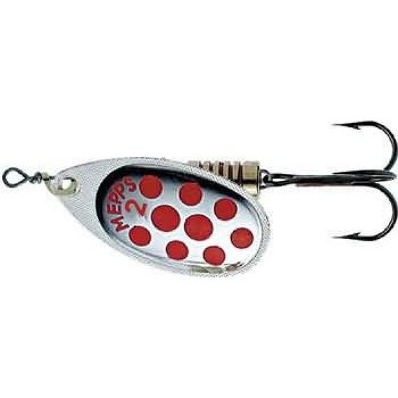 Блесна Mepps Aglia PTS 2 Rouges AG серебро/красн.точ 4,5g (D08), Цвет: Серебро/Красная, Вес блесны (г): 4,5, фото , изображение 3