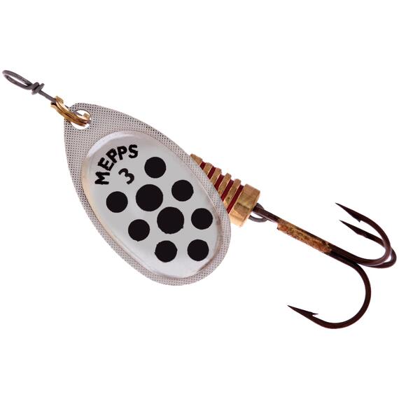 Блесна Mepps Aglia PTS 3 Noirs AG серебро/черн.точ 6,5g (E05), Цвет: Серебро/Черная, Вес блесны (г): 6,5, фото 