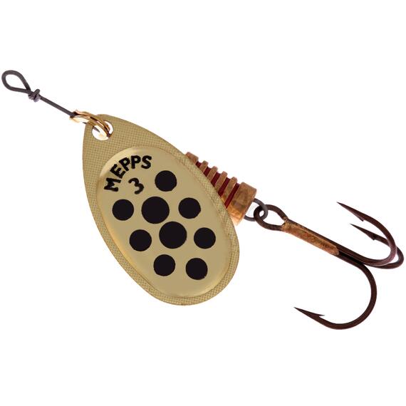 Блесна Mepps Aglia PTS 3 Noirs OR золото/черн.точ 6,5g (E07), Цвет: Золото/Черная, Вес блесны (г): 6,5, фото 