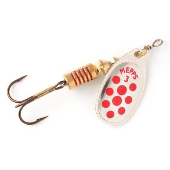 Блесна Mepps Aglia PTS 3 Rouges AG серебро/красн.точ 6,5g (E08), Цвет: Серебро/Красная, Вес блесны (г): 6,5, фото 