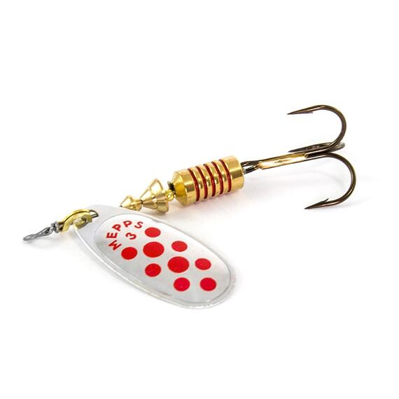 Блесна Mepps Aglia PTS 3 Rouges AG серебро/красн.точ 6,5g (E08), Цвет: Серебро/Красная, Вес блесны (г): 6,5, фото , изображение 2