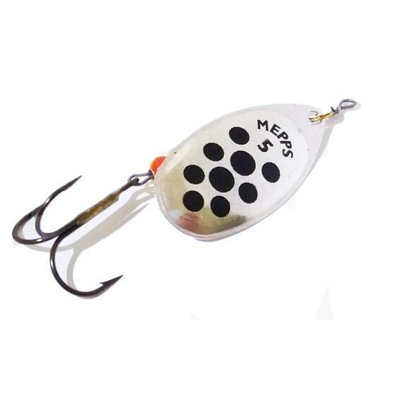 Блесна Mepps Aglia PTS 5 Noirs AG серебро/черн.точ 13g (G05), Цвет: Серебро/Черная, Вес блесны (г): 13, фото , изображение 2