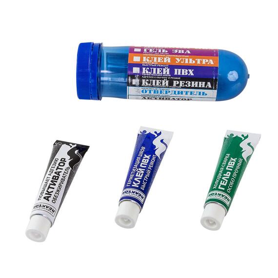 Ремнабор №1: Гель ПВХ+Клей ПВХ+Активатор+Пенал серый, фото , изображение 2