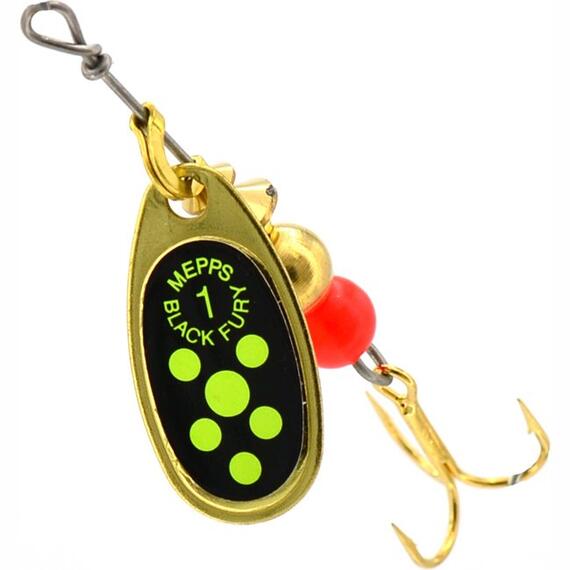 Блесна Mepps Black Fury 1 Chart OR золото/зел.точ 3,5g (C27), фото 