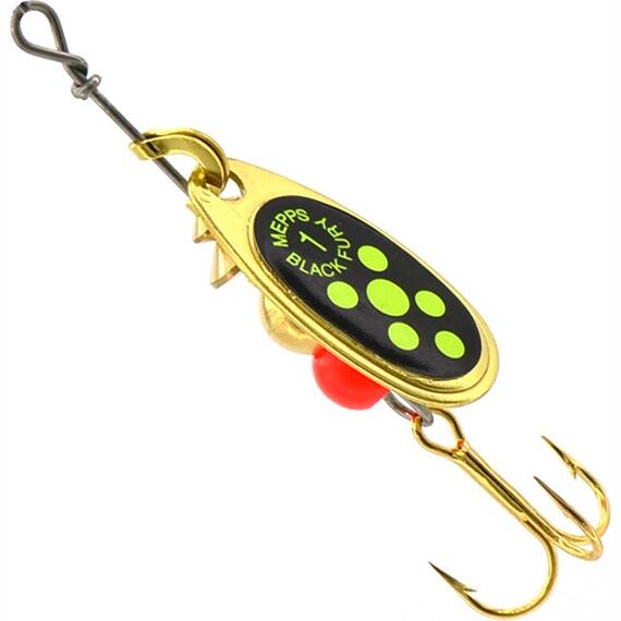 Блесна Mepps Black Fury 1 Chart OR золото/зел.точ 3,5g (C27), фото , изображение 2