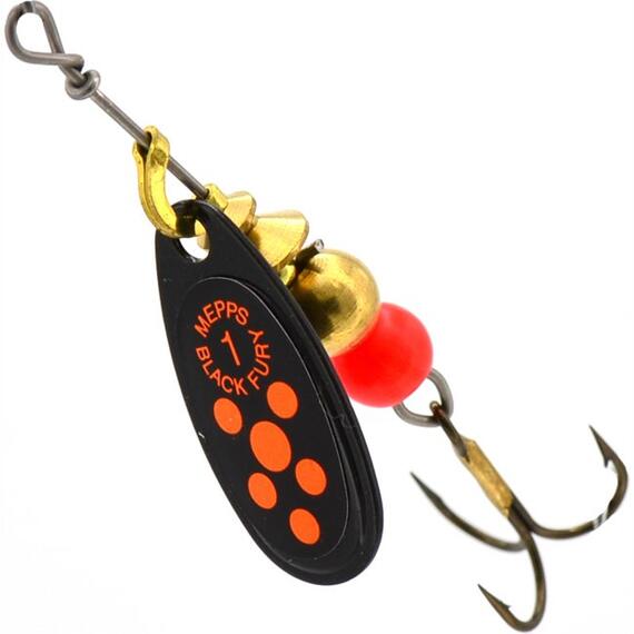 Блесна Mepps Black Fury 1 Orange N черный/красн.точ 3,5g (C34), фото 