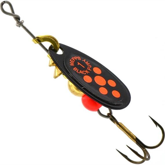Блесна Mepps Black Fury 1 Orange N черный/красн.точ 3,5g (C34), фото , изображение 2