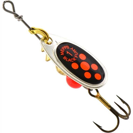 Блесна Mepps Black Fury 1 Orange AG серебро/красн.точ 3,5g (C32), фото , изображение 2