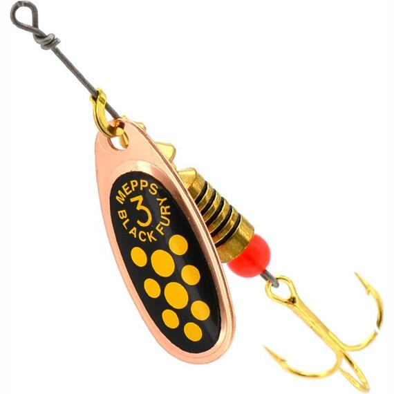 Блесна Mepps Black Fury 3 Jaune CU медь/желт.точ 6,5g (E27), фото 