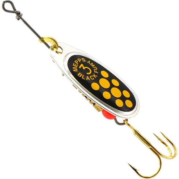 Блесна Mepps Black Fury 3 Jaune AG серебро/желт.точ 6,5g (E26), фото , изображение 2
