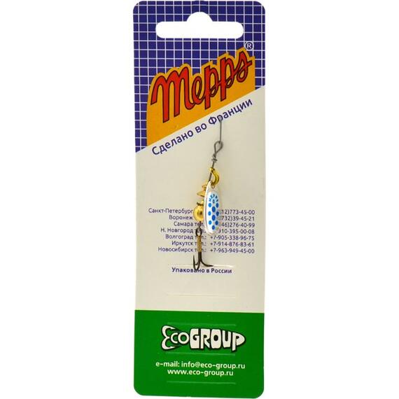 Блесна Mepps Comet 0 AG/ PTS Blues серебро/синие.точ 2g (B26), фото , изображение 4