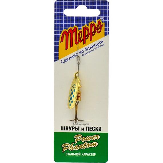 Блесна Mepps Comet 2 OR/ PTS Blues золото/синие.точ 4,5g (D40), фото , изображение 4