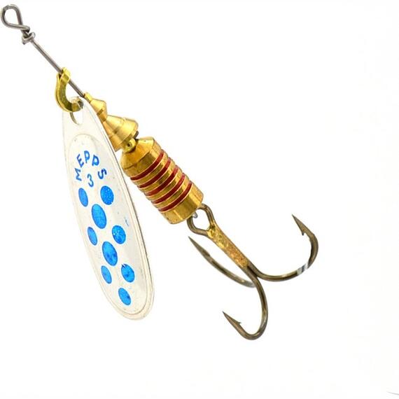 Блесна Mepps Comet 3 AG/PTS Blues серебро/синие.точ 6,5g (E34), фото , изображение 3