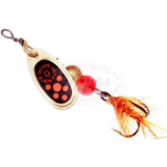 Блесна вращающаяся MEPPS COMET BLACK FURY MOUCH Orange Gold 0 (2 г), Цвет: Золото/Красная, Вес блесны (г): 2, фото 