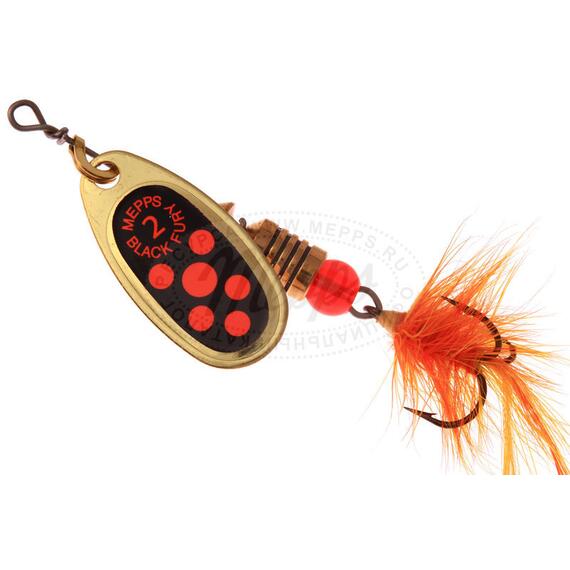 Блесна Mepps Black Fury MOUCH 2 Orange OR золото 4,5g (D37), Цвет: Золото/Красная, Вес блесны (г): 4,5, фото 
