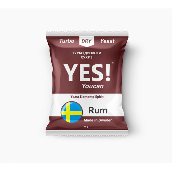 Спиртовые турбо дрожжи YES! YouCan Rum, 45 г.,, Название дрожжей: Rum, фото 