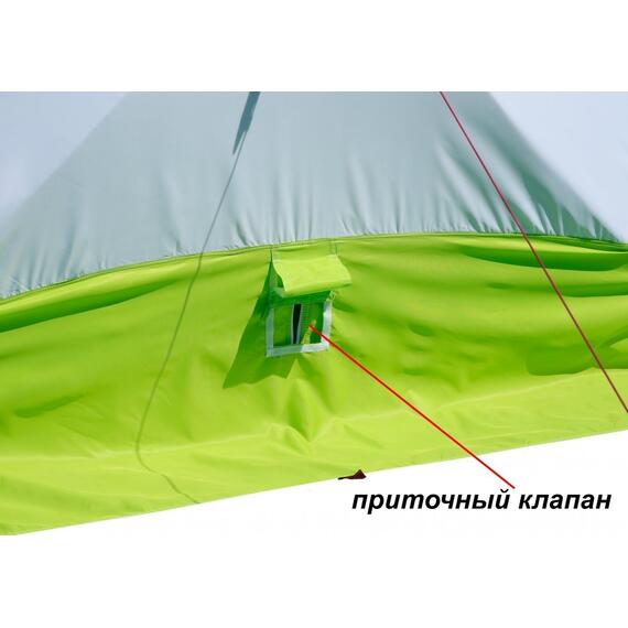 Утепленная зимняя палатка Лотос КубоЗонт 4 Компакт Термо (Серо-Салатовый) Модель 2022, фото , изображение 18