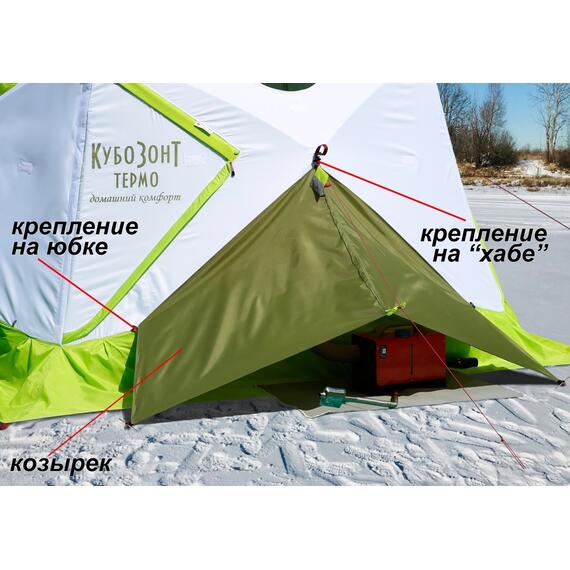 Утепленная зимняя палатка Лотос КубоЗонт 4 Классик Термо (Салатовый) 2022, фото , изображение 22