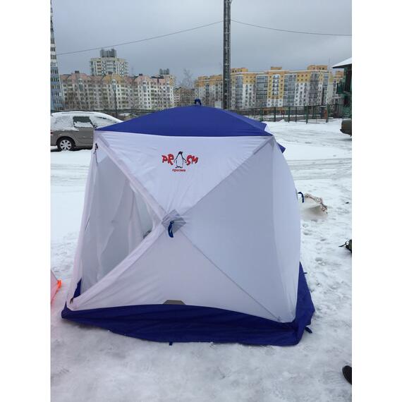 Зимняя палатка Пингвин Призма (1-сл.) Композит 185*185 бело-синий, Цвет: белый/синий, Комплектация: палатка, чехол, инструкция, Вместимость (чел): 2, фото , изображение 2