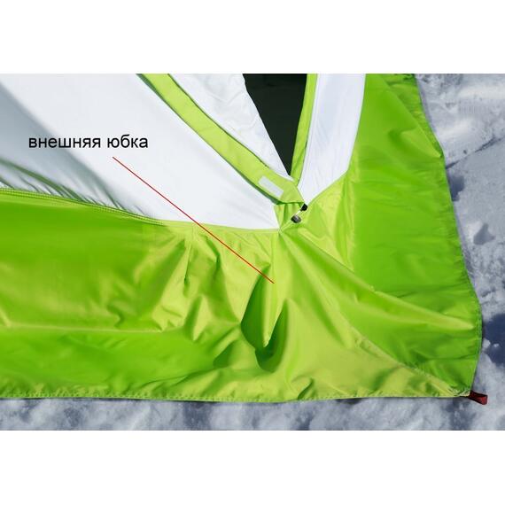 Утепленная зимняя палатка Лотос КубоЗонт 4 Компакт Термо (Серо-Салатовый) Модель 2022, фото , изображение 32