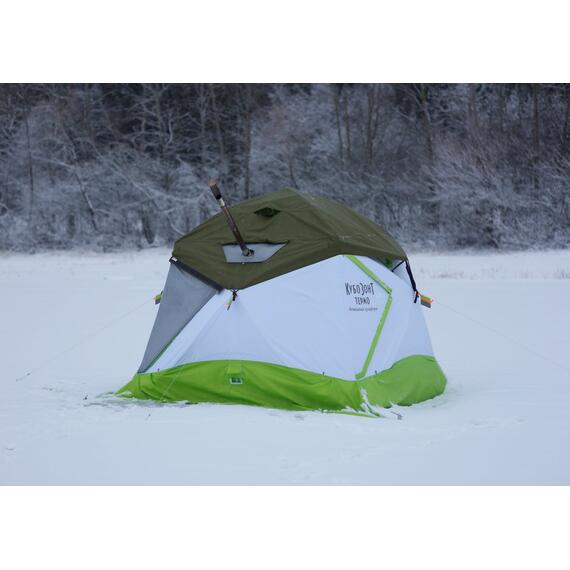 Утепленная зимняя палатка Лотос КубоЗонт 4 Классик Термо (Салатовый) 2022, фото , изображение 5