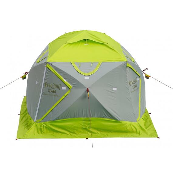 Утепленная зимняя палатка Лотос КубоЗонт 4 Компакт Термо (Серо-Салатовый) Модель 2022, фото , изображение 5