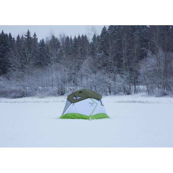 Утепленная зимняя палатка Лотос КубоЗонт 4 Компакт Термо (Серо-Салатовый) Модель 2022, фото , изображение 9