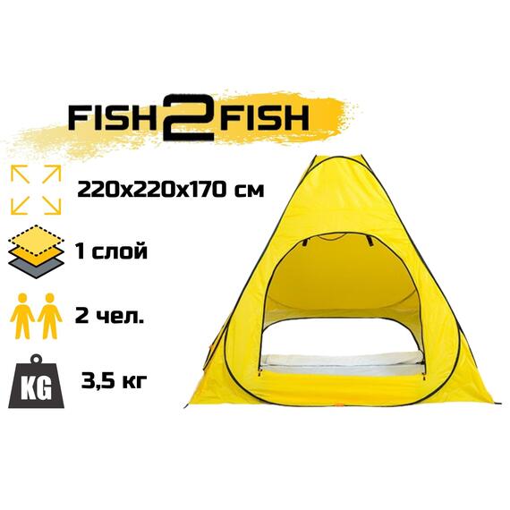 Зимняя палатка Fish2Fish автоматическая (дно на молнии) 220х220х170 см, фото 