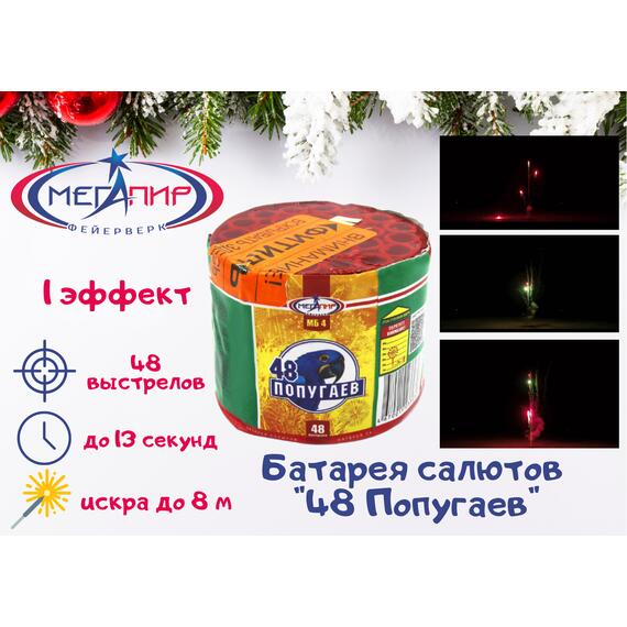 Батарея салютов 48 Попугаев МЕГАПИР, фото 