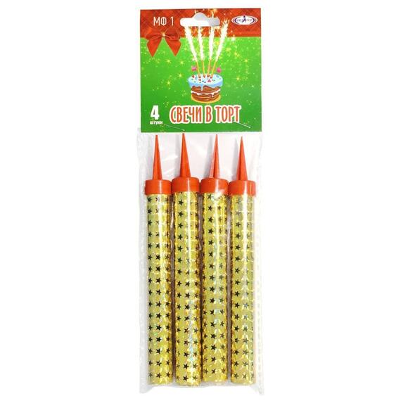 Свечи в торт МЕГАПИР (золото, 4 шт.), фото , изображение 2