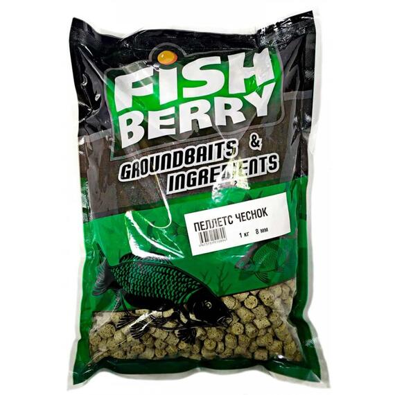 FishBerry Пеллетс карповый медленно растворимый "Чеснок" 8 мм - 1 кг, Вкус: Чеснок, Вид рыбы: Карп, Диаметр (мм): 8, фото 