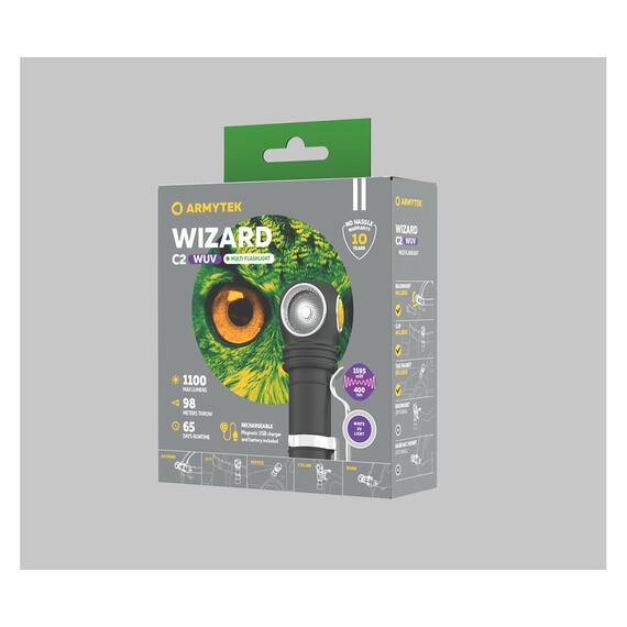 Фонарь Armytek Wizard C2 WUV / Белый и ультрафиолет / 1100 лм и 1595 мВт (400 нм) / TIR 70°:120°, фото , изображение 6