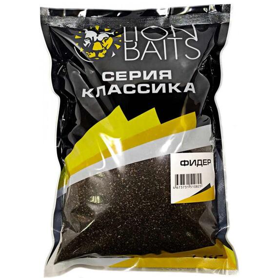 Lion Baits Прикормка серии КЛАССИКА "Фидер" - 1кг, Вкус: фидер, Расцветка: черный, фото 