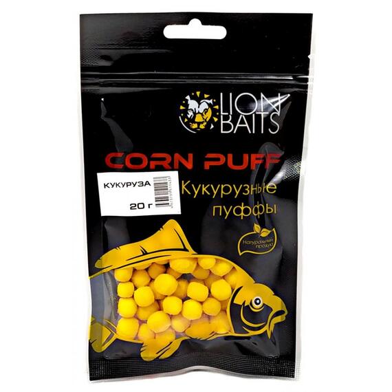 Lion Baits (Corn puff) Кукурузные пуффы "Кукуруза" - 20 гр, Вкус: кукуруза, фото 