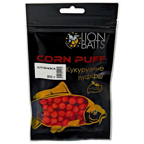 Lion Baits (Corn puff) Кукурузные пуффы "Клубника" - 20 гр, Вкус: клубника, фото 