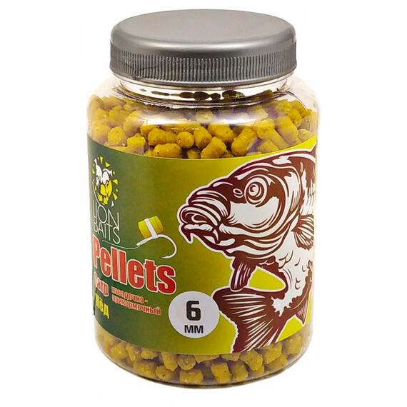 Lion Baits Пеллетс карповый Carp pellets Мед 6 мм - 300 гр, Вкус: Мед, Вид рыбы: карп, сазан, амур, Диаметр (мм): 6 мм, фото 