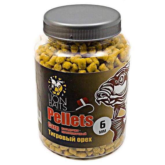 Lion Baits Пеллетс карповый Carp pellets Тигровый орех 6 мм - 300 гр, Вкус: Тигровый орех, Вид рыбы: карп, сазан, амур, Диаметр (мм): 6 мм, фото 