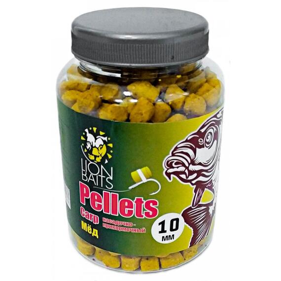 Lion Baits Пеллетс карповый Carp pellets Мед 10 мм - 300 гр, Вкус: Мед, Вид рыбы: карп, сазан, амур, Диаметр (мм): 10 мм, фото 