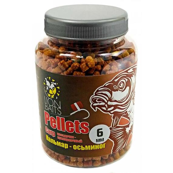 Lion Baits Пеллетс карповый Carp pellets Кальмар-осьминог 6 мм - 300 гр, Вкус: Кальмар-осьминог, Вид рыбы: карп, сазан, амур, Диаметр (мм): 6 мм, фото 