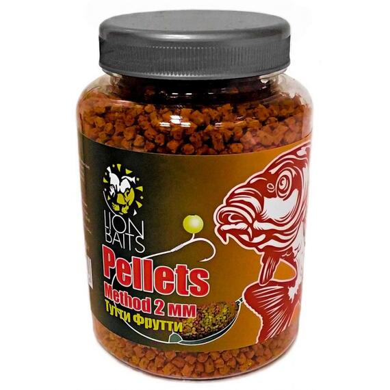 Lion Baits (Method pellets) Пеллетс методный "Тутти Фрутти" 2 мм - 300 гр, Вкус: Тутти Фрутти, Расцветка: оранжевый, Диаметр (мм): 2, фото 